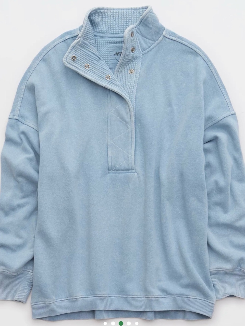 aerie Light Blue Quarter-Snap Pullover Sweatshirt